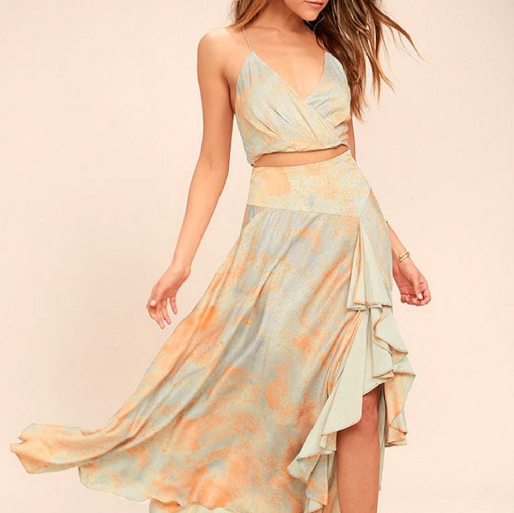 Free People Gardenia Print Two-piece Dress 🧡💙🧡